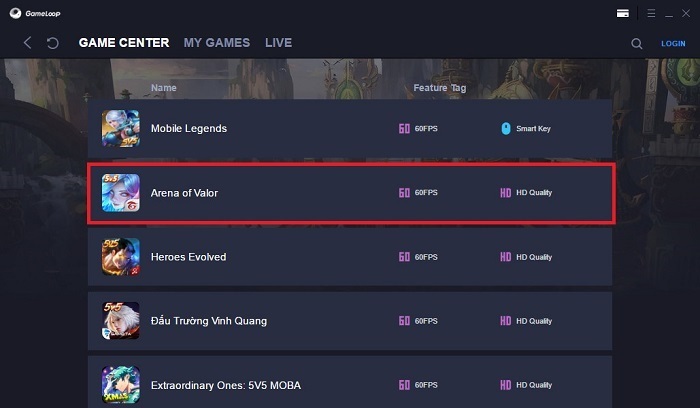 họn game Arena of Valor