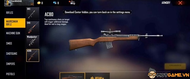 Súng trường bắn tỉa AC80 sẽ là vũ khí mới ở phiên bản OB29 của Free Fire!